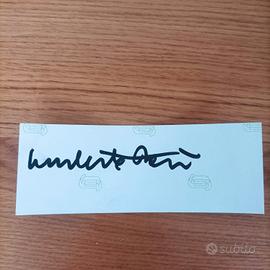 autografo Umberto Bossi su adesivo La Padania 