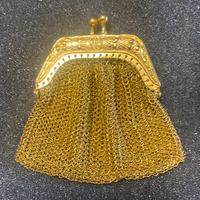Borsa portamonete vintage piccola rete colore oro