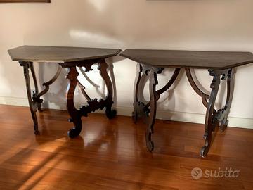 Coppia semi tavoli a lira del 1600