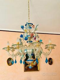 Lampadario di Murano Floreale Policromo