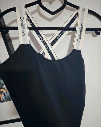 Body Calvin Klein originale nero spalline bianche