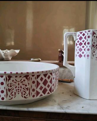 set da Bagno Antico in Ceramica "Onnaing" (Brocca 