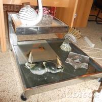 Tavolino doppio in cristallo + cromatura