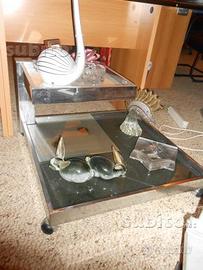 Tavolino doppio in cristallo + cromatura