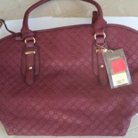 BORSA DA DONNA BORDEAUX IN POLIURETANO NUOVA