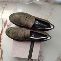 Mocassini donna 40  in camoscio verde bosco nuovi