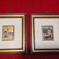 set 2 quadretti di Bormio, su foglia oro 23 kt 