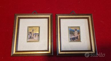 set 2 quadretti di Bormio, su foglia oro 23 kt 