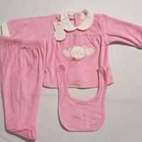 Completo tre pezzi neonata bambina 0-3 mesi - rosa