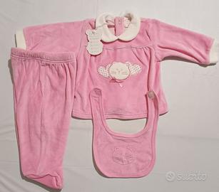 Completo tre pezzi neonata bambina 0-3 mesi - rosa