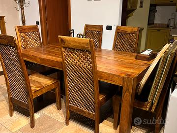 Tavolo con sedie in arte povera
