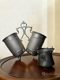 Set porta grissini e porta stuzzicadenti in peltro