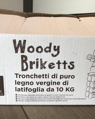 tronchetti Bricchetti in legno per stufe e  10 kg