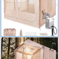 Tenda campeggio gonfiabile con camino, otto posti