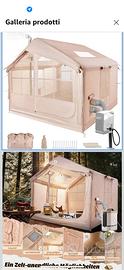 Tenda campeggio gonfiabile con camino, otto posti