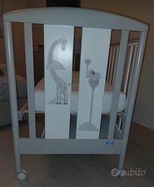 lettino pali savana  con materasso e  set letto