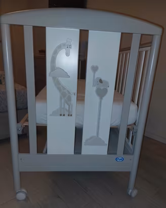 lettino pali savana  con materasso e  set letto
