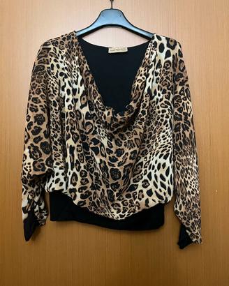 Maglia leopardata a maniche lunghe 