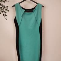 Abito cocktail turchese e nero nuovo