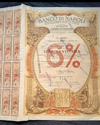 Banco di Napoli - Titolo da 200 Cartelle al Portat