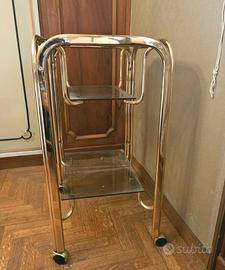 carrello bar/portavivande vintage ottone e vetro