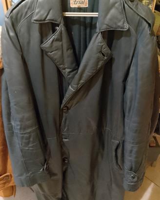 cappotto lungo pelle con spacco manca cinta tg50