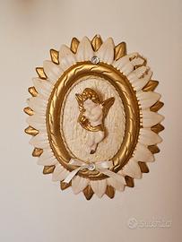 Splendida Decorazione Ovale Angioletto Religioso