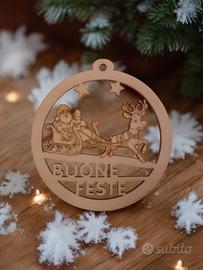 palla natalizia in legno con slitta 