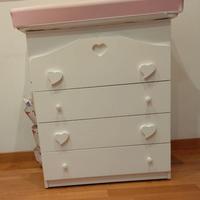 Settimino bambina, colore bianco, motivo cuore.