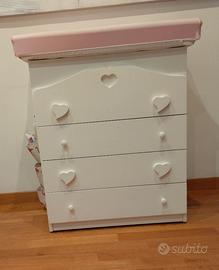 Settimino bambina, colore bianco, motivo cuore.