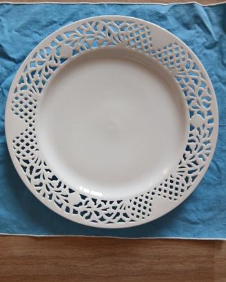 piatto decorativo porcellana bianca traforato