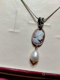 girocollo argento 925 con pendente cammeo conchigl