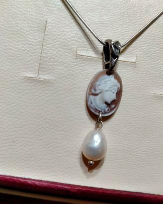 girocollo argento 925 con pendente cammeo conchigl