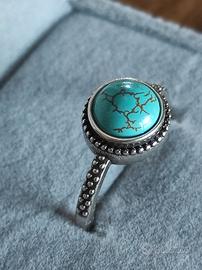 Anello Vintage in A. S925 con Pietra Naturale Azzu