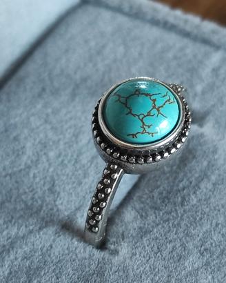 Anello Vintage in A. S925 con Pietra Naturale Azzu