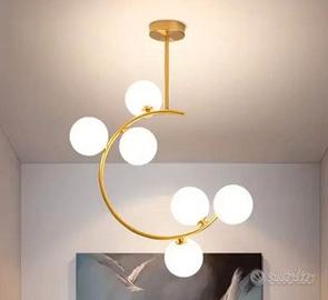 Lampadario oro con Sfere in vetro