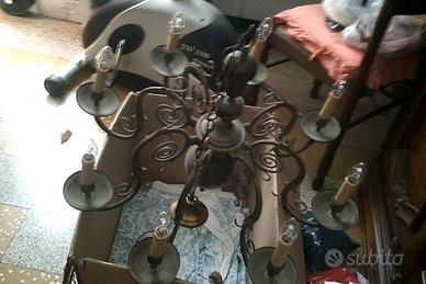 lampadario 8 luci vintage