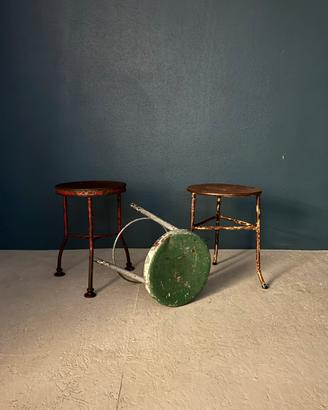 3 sgabelli vintage industriali ferro