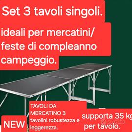 3 tavoli per mercatino