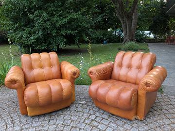 Coppia di poltrone vintage in pelle