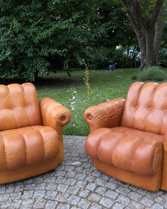 Coppia di poltrone vintage in pelle