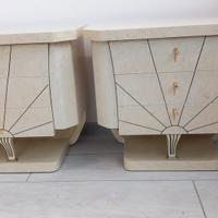 Coppia comodini riproduzione Art Deco color panna