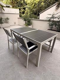 Set da esterno in alluminio tavolo panca e sedie