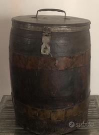 PICCOLA BOTTE CONTENITORE IN LEGNO E METALLO