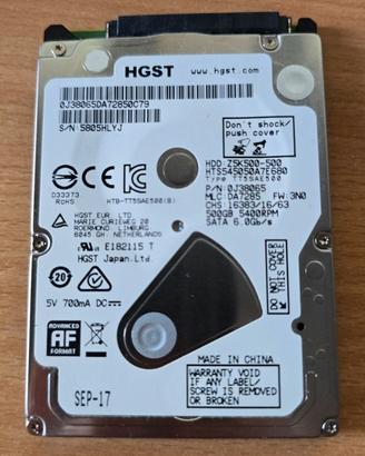Hard Disk 2.5'' 5400rpm 500GB