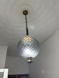 lampadario a soffitto in vetro, anni 70