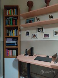 scrivania con colonne librerie e mensole