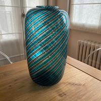 Vaso Murano Venini Cilindrico a Canne Ritorte 1985
