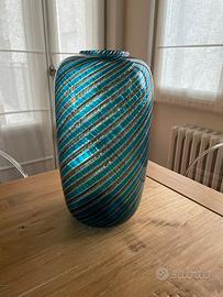 Vaso Murano Venini Cilindrico a Canne Ritorte 1985