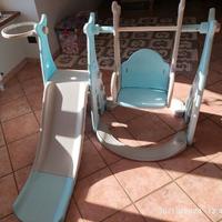 Set 3 in 1: scivolo altalena e canestro bambini